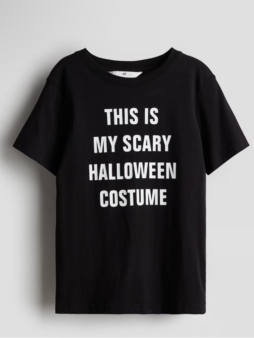 H&M Black Tee with White Halloween Slogan